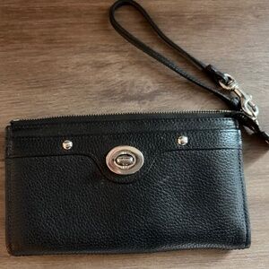Coach Black Leather Wristlet